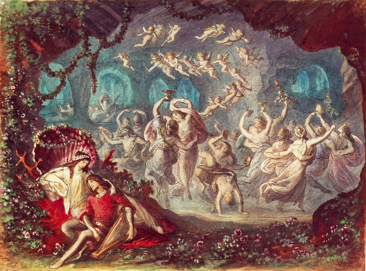 Decorontwerp voor Tannhauser uitvoering door Richard Wagner in het Nationaal Theater van München door Michael Echter
