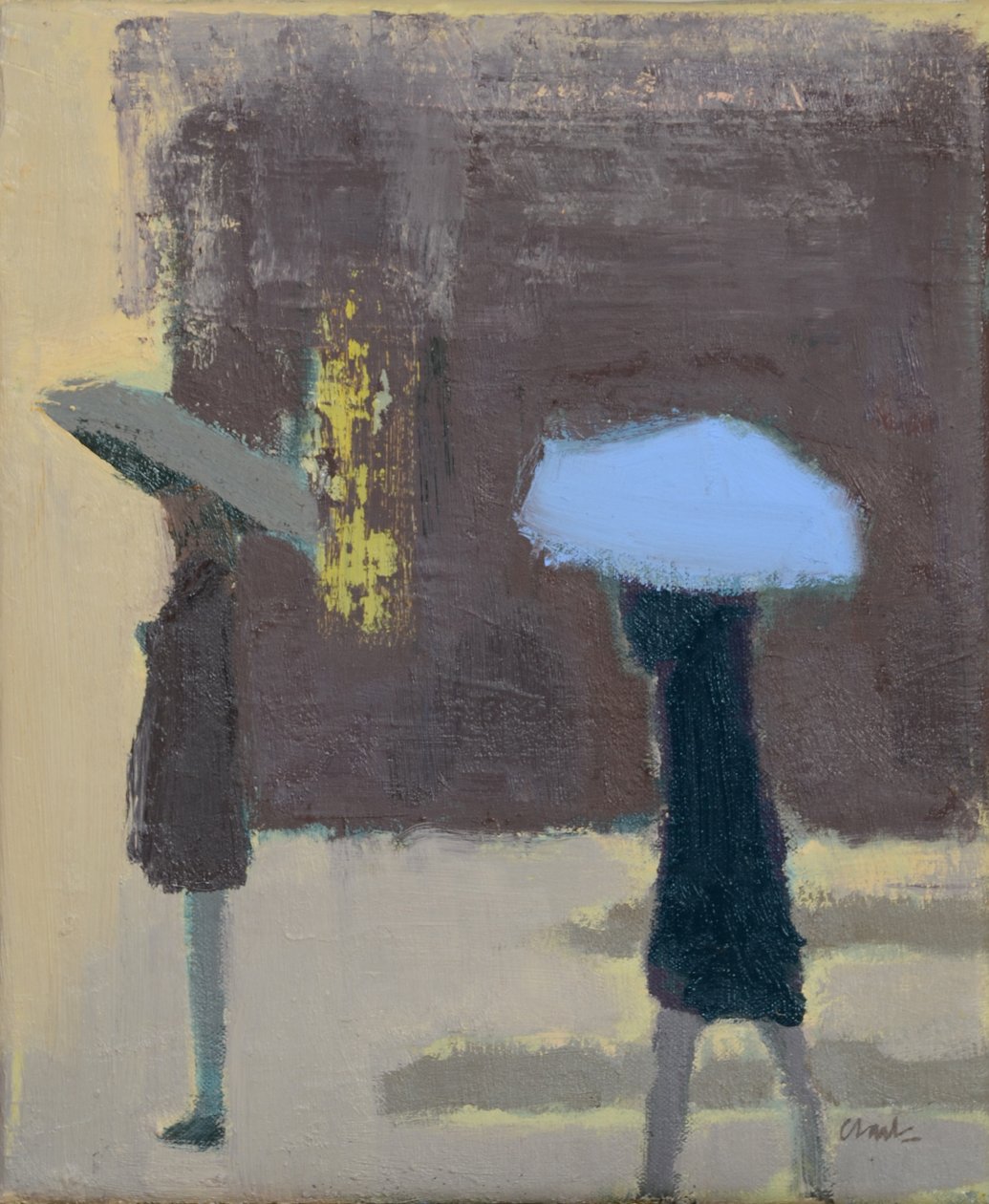 De blauwe paraplu, 2017 (olieverf op linnen) door Michael G. Clark