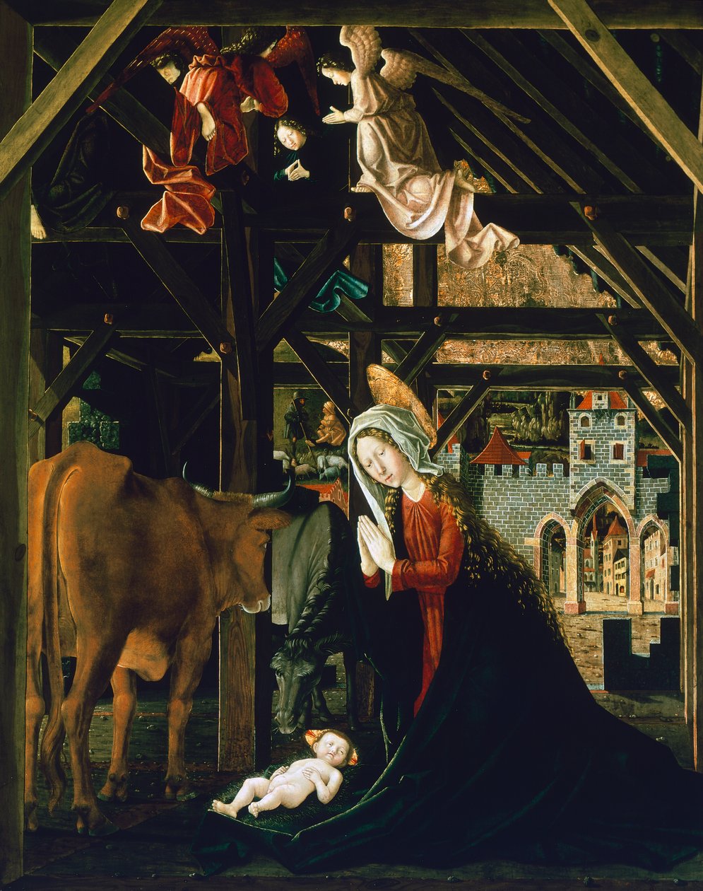 Geboorte, van het St. Wolfgang Altaarstuk door Michael Pacher