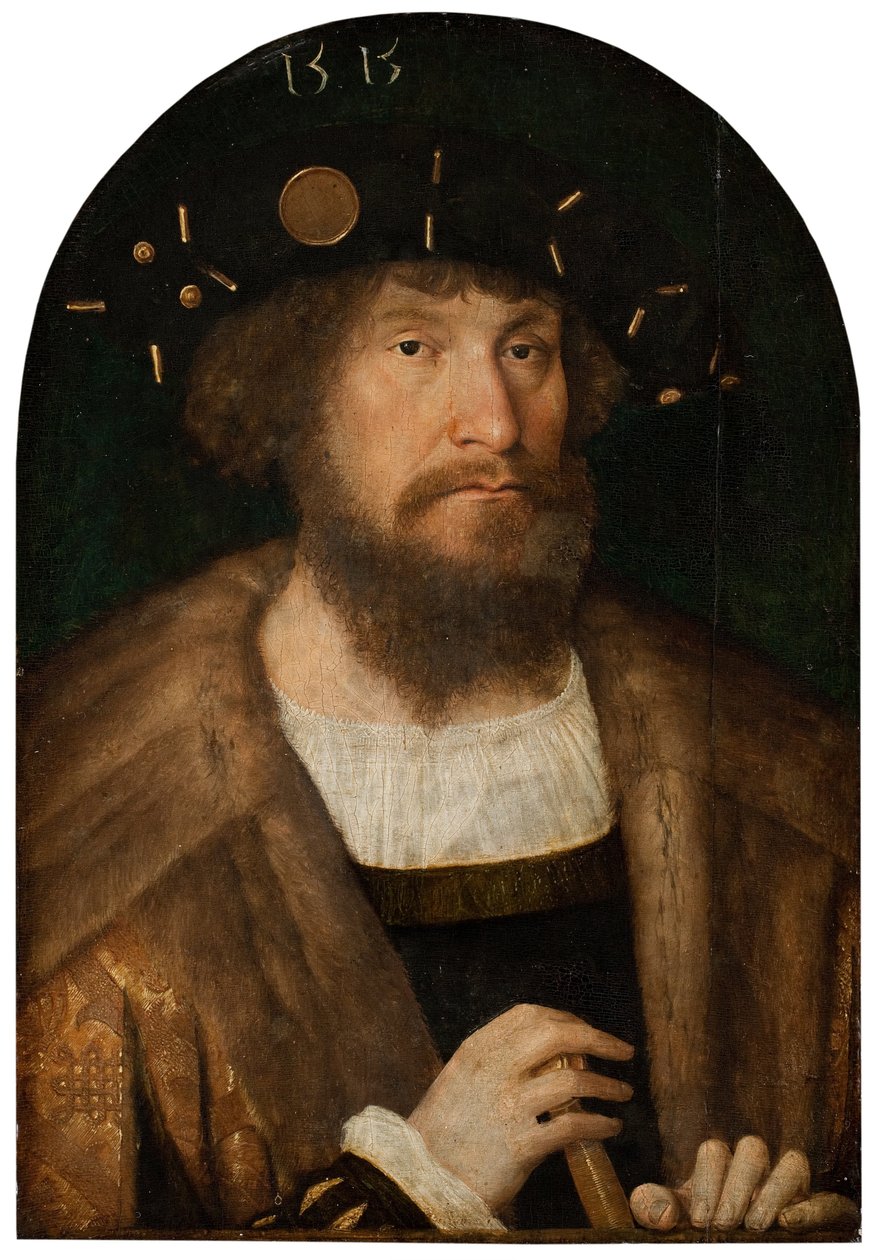 Portret van koning Christiaan II van Denemarken 1481-1559, 1514 of 1515 door Michael Sittow