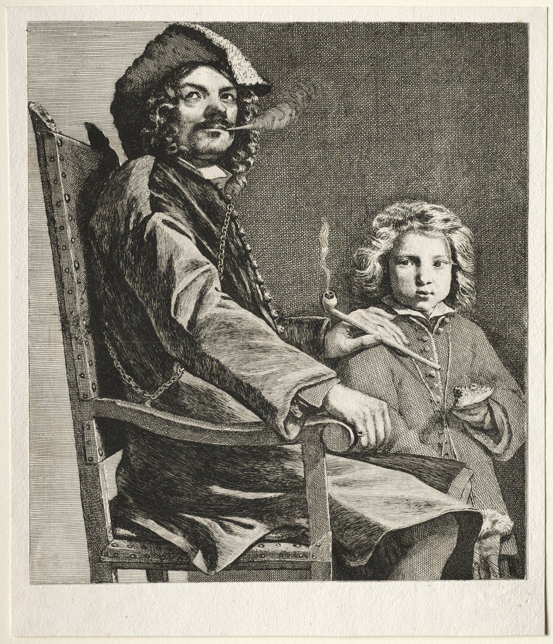 Man die een Pijp Rookt en een Kleine Jongen door Michael Sweerts