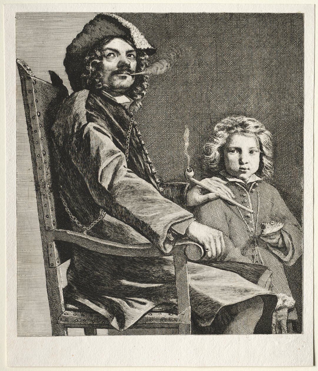 Man die een pijp rookt en een kleine jongen, ca. 1660 door Michael Sweerts