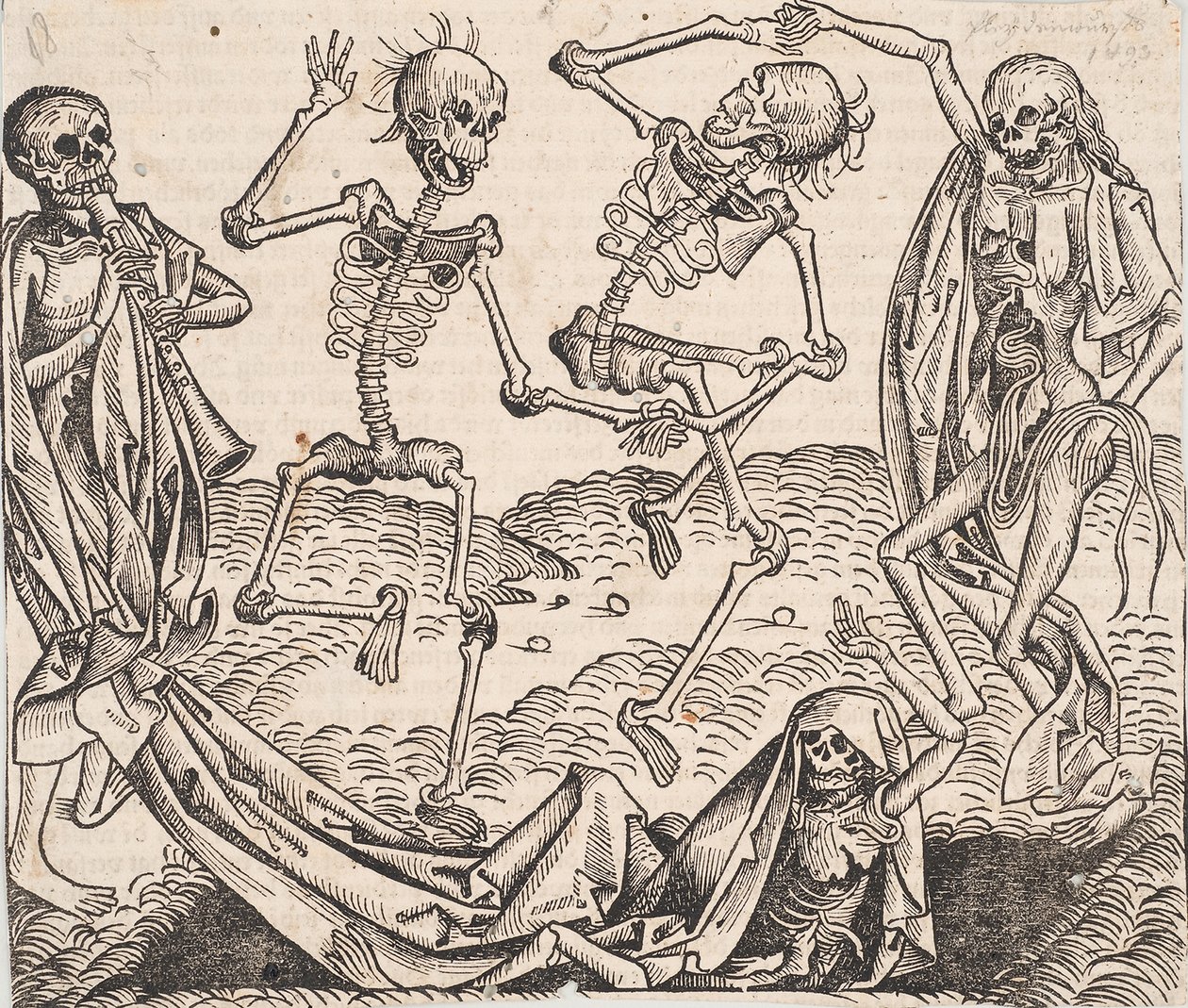 Dans van de Dood uit de Schedels Kroniek van de Wereld door Michael Wolgemut