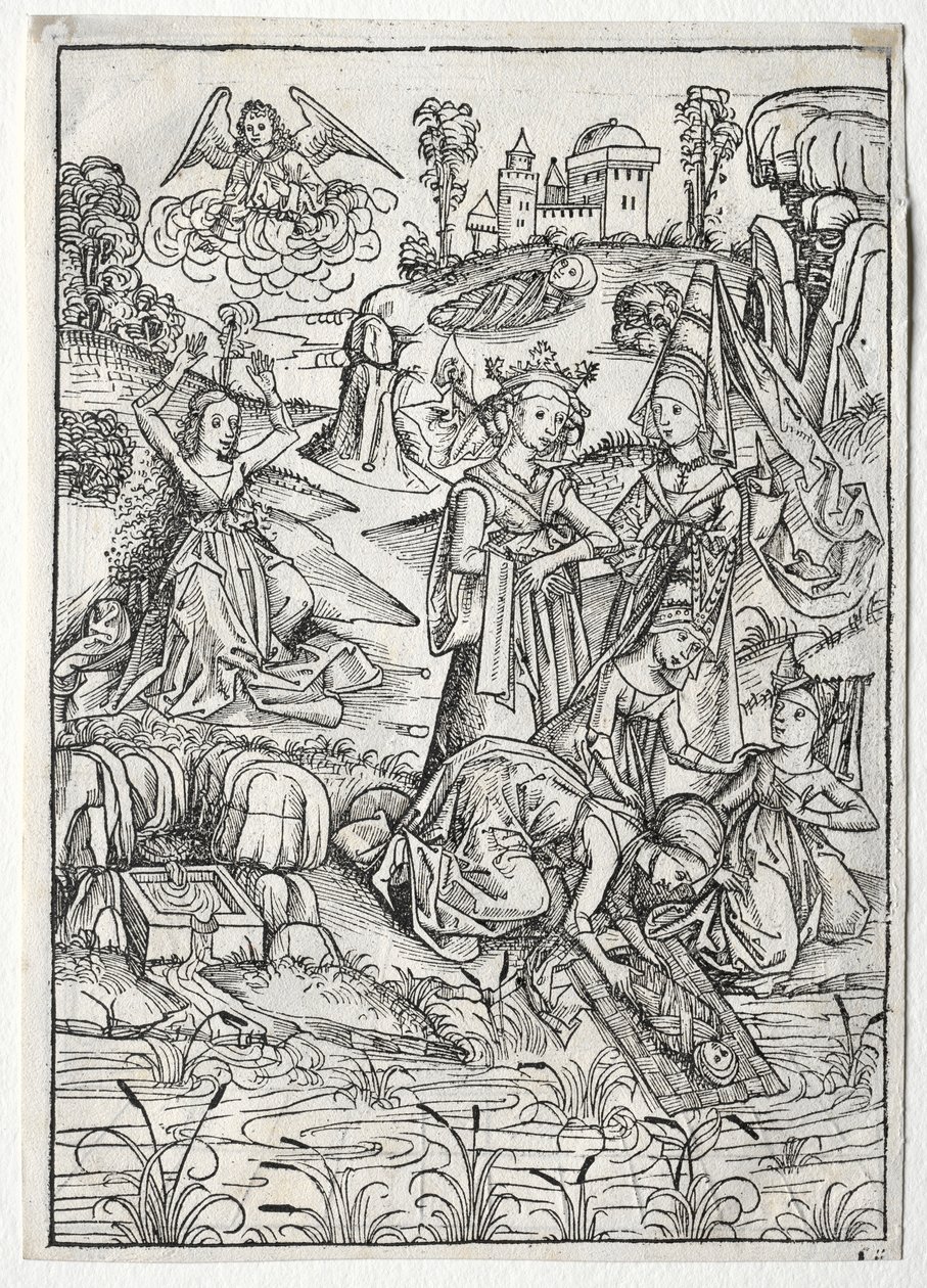 Der Schatzbehalter: Mozes gevonden door de dochter van de farao recto, 1491 door Michael Wolgemut