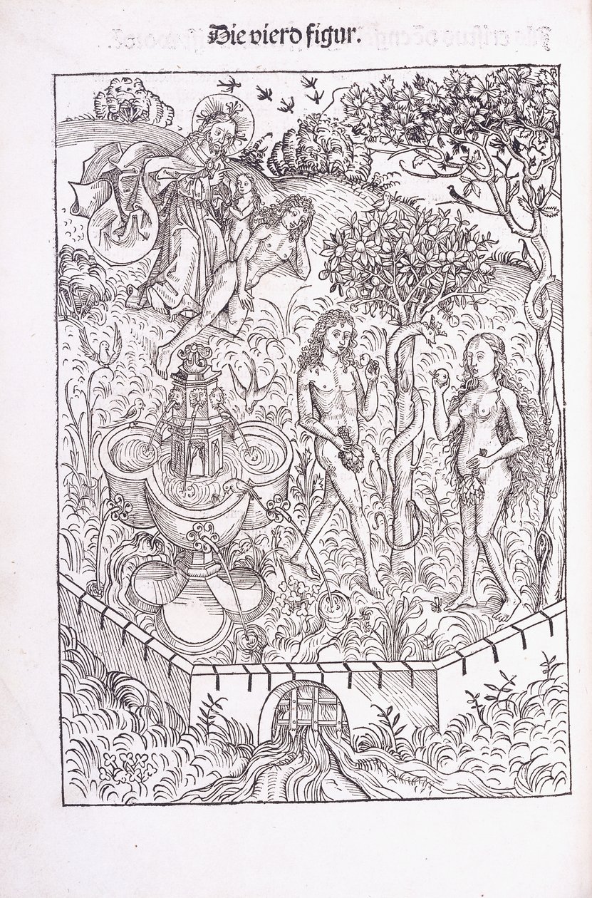Adam en Eva in de Hof van Eden, 1491 door Michael Wolgemuth