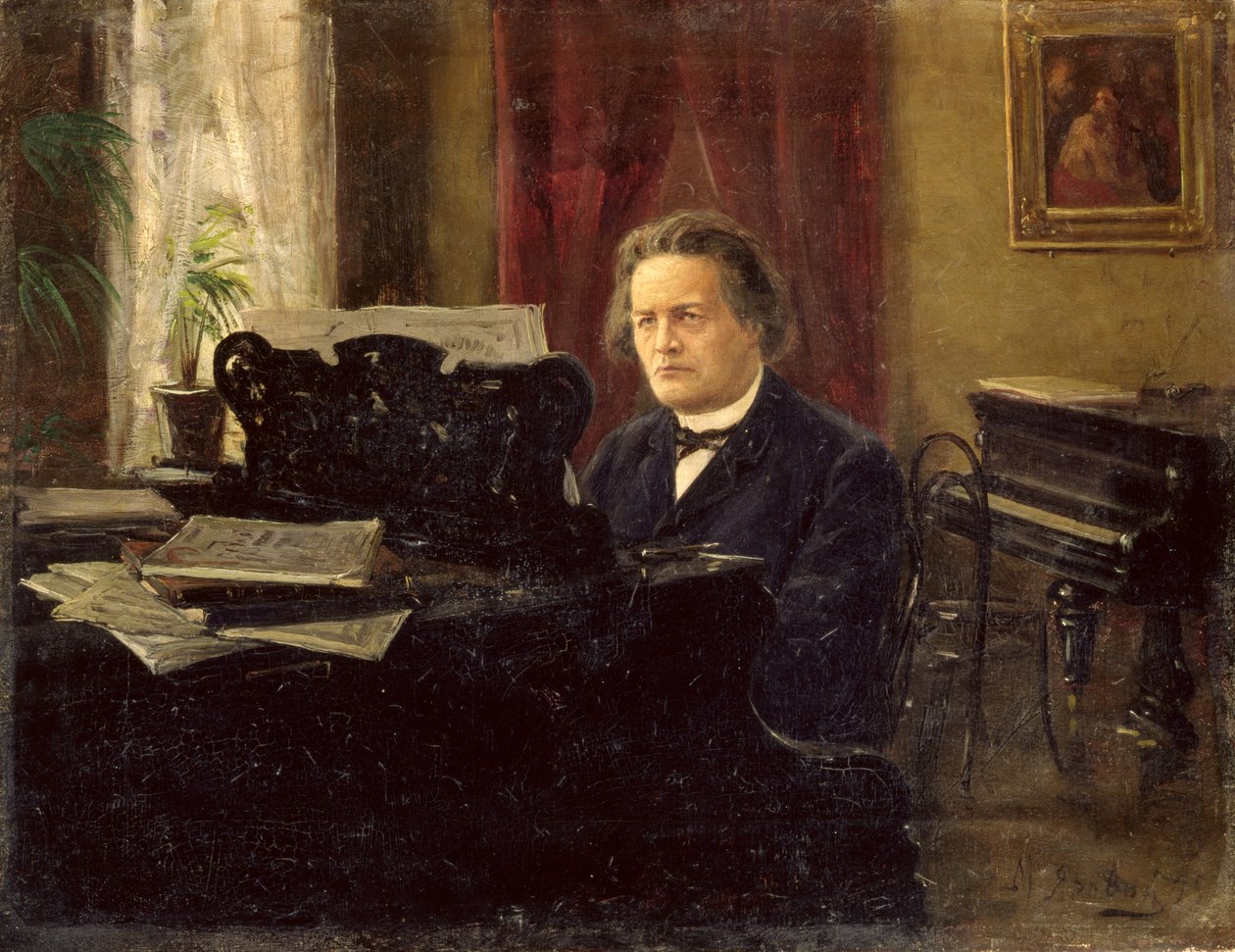 Portret van componist Anton Rubinstein (1829-1894) door Michail Michailovich Yarowoy
