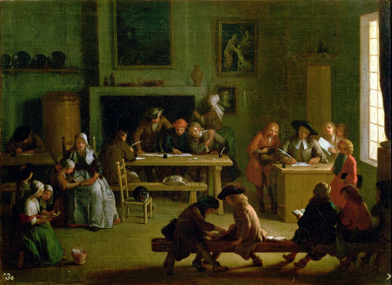 Interieur van een klaslokaal door Michel Ange Houasse