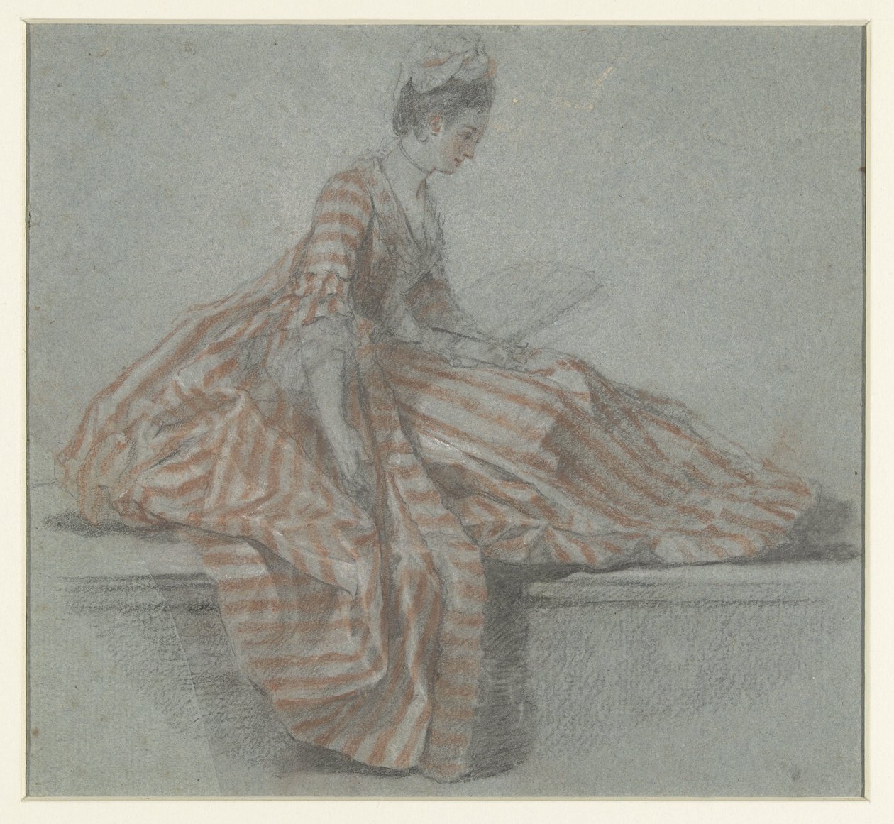 Zittende dame op een balustrade door Michel Barthelemy Ollivier