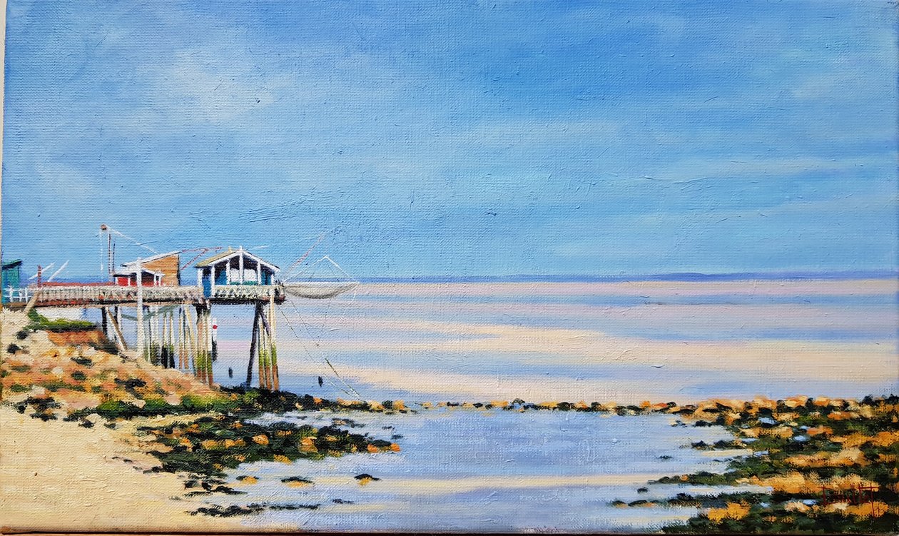 Carrelets in de Gironde (olieverf op doek) door Michel Bultet