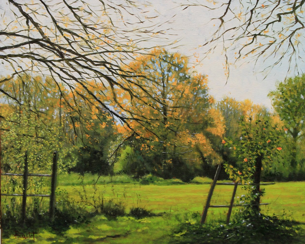 Prairie Girondine olieverf, 2018 (olieverf op doek) door Michel Bultet