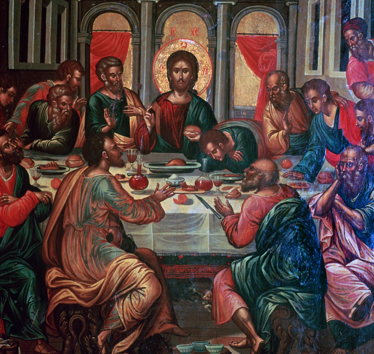 Ikoon schilderij van het Laatste Avondmaal door Michel Damaskinos