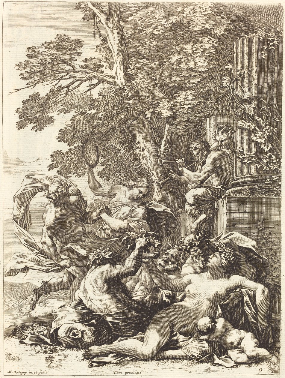 Bacchante met slapend kind door Michel Dorigny