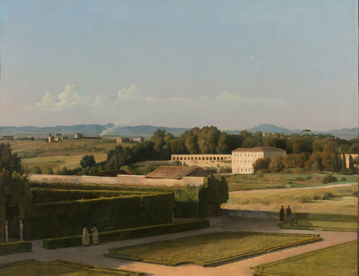 Gezicht op de tuinen van Villa Medici door Michel Martin Drolling