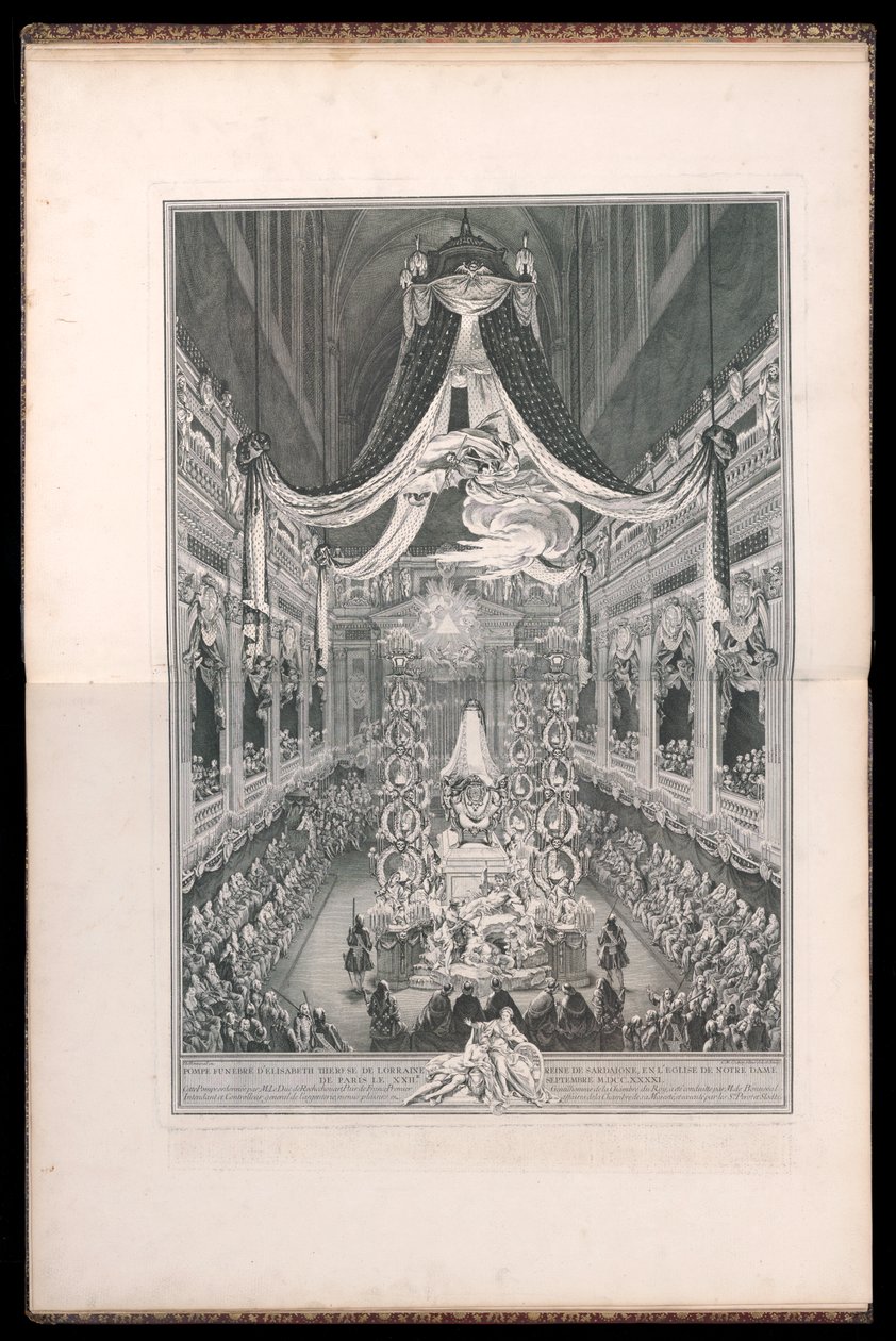 Begrafenis van Elisabeth Thérèse van Lotharingen, koningin van Sardinië, in de kerk van Notre Dame van Parijs op 22 september 1741 door Michel de Bonneval