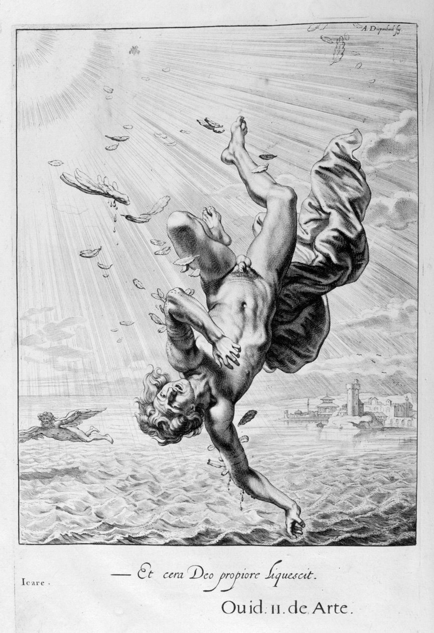 De val van Icarus, 1655 door Michel de Marolles