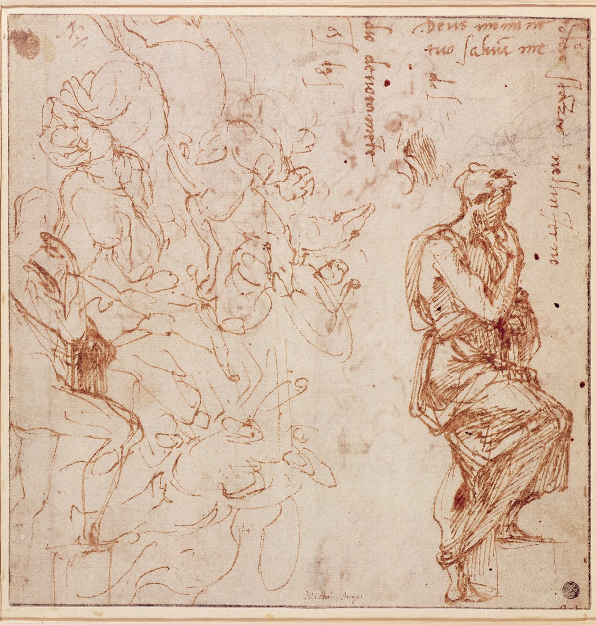 Figurenstudies voor een vrouw door Michelangelo Buonarroti