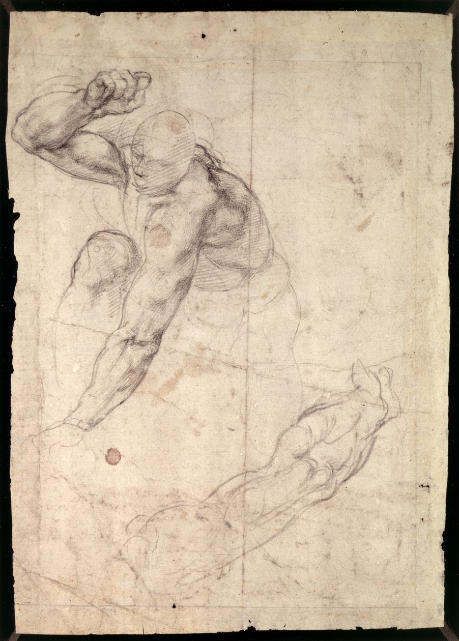 Mannelijke figuurstudie door Michelangelo Buonarroti