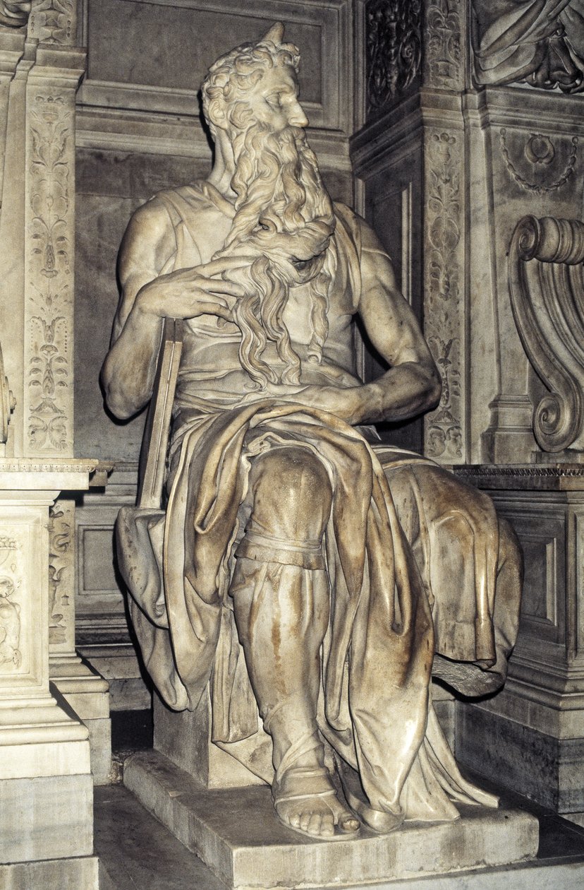 Mozes, beeldhouwwerk van het graf van paus Julius II (1453-1513) 1513-16 door Michelangelo Buonarroti