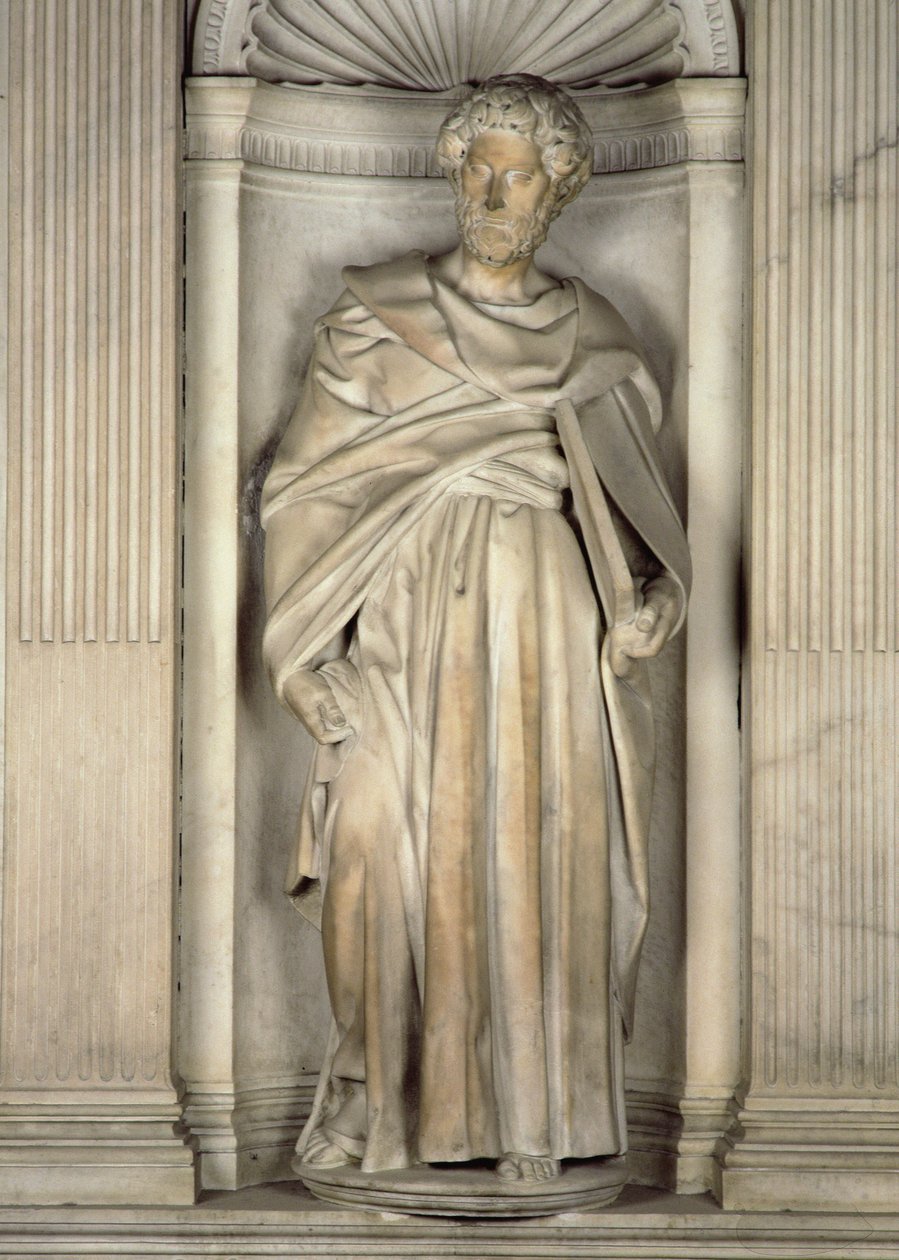 St. Pieter, van het Piccolomini altaar, 1501-4 (marmer) door Michelangelo Buonarroti