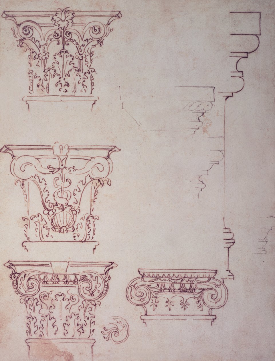 Studies voor een kapiteel door Michelangelo Buonarroti