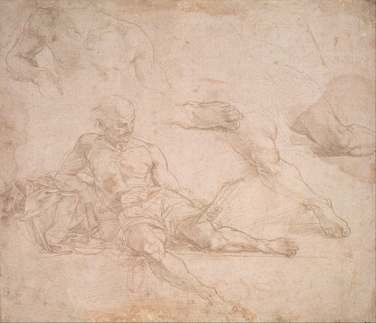 Studie voor de figuur van Diogenes in de School van Athene door Michelangelo Buonarroti