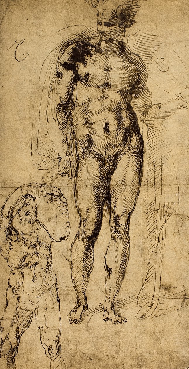 Studie van naakten, Louvre, Parijs door Michelangelo Buonarroti
