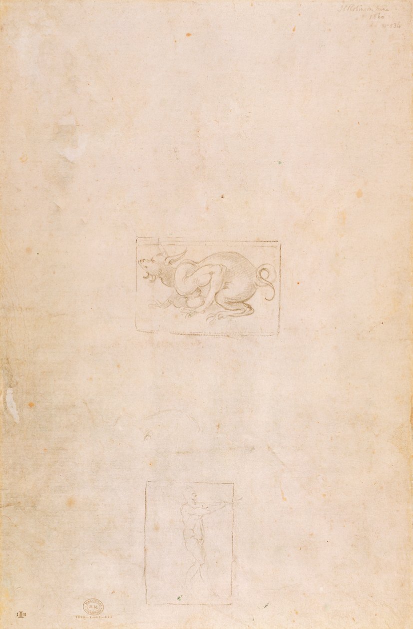 W.54 Studie van een draak door Michelangelo Buonarroti