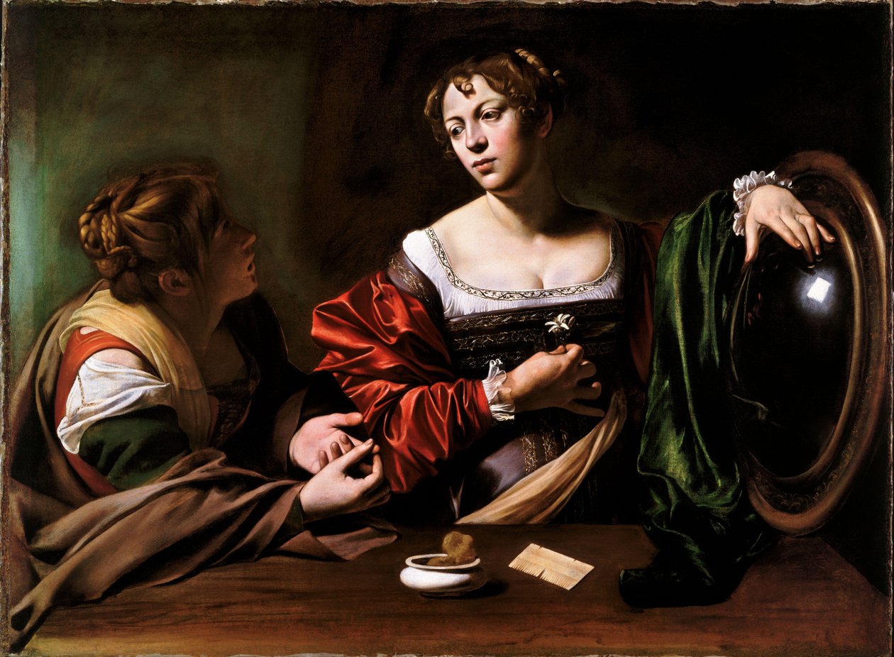 Martha en Maria Magdalena door Michelangelo Merisi Caravaggio