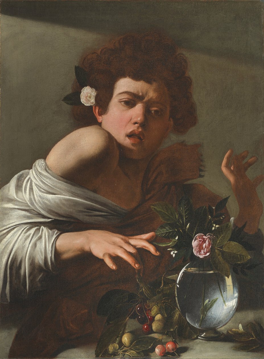 Jongen Gebeten door een Hagedis, ca. 1595-1600 door Michelangelo Merisi Caravaggio