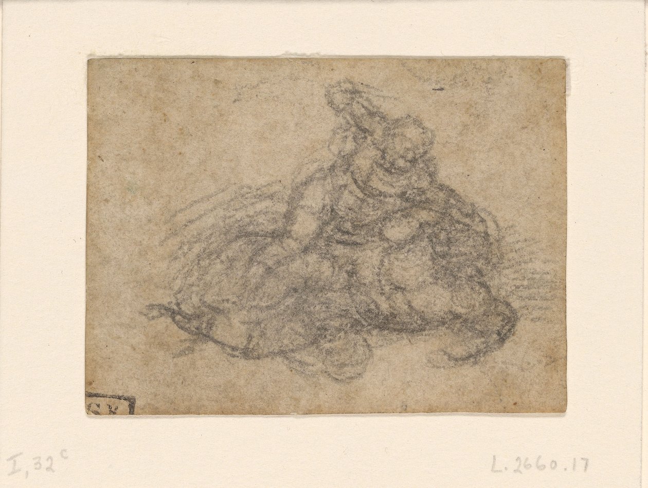 Michelangelo - David en Goliath. Verso gelijnde architectuurstudies, ca. 1550-1556, I, 32c door Michelangelo