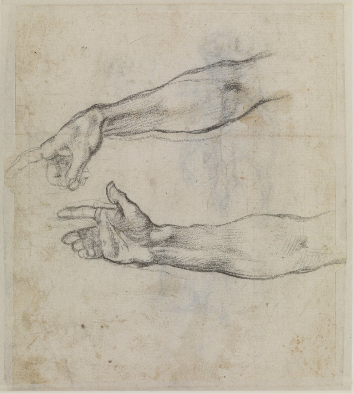 Studies van een uitgestrekte arm voor het fresco 