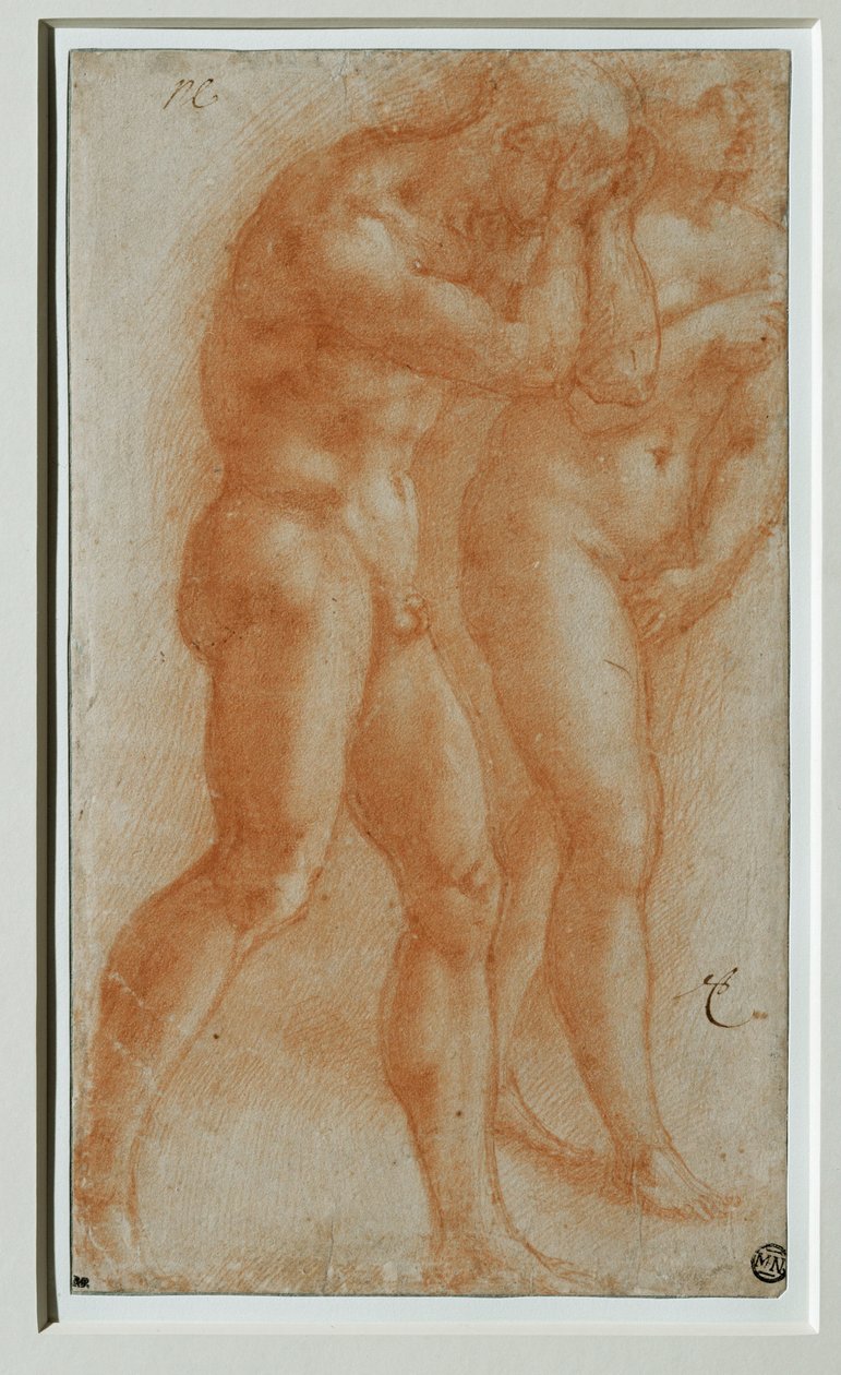 Adam et Eve chassee du Paradis - Adam en Eva uit het paradijs verjaagd, kopie naar Masaccio ... door Michelangelo Buonarroti