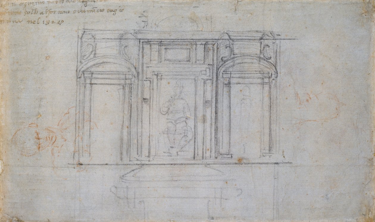 Ontwerp voor een van de Medici-graven door Michelangelo Buonarroti