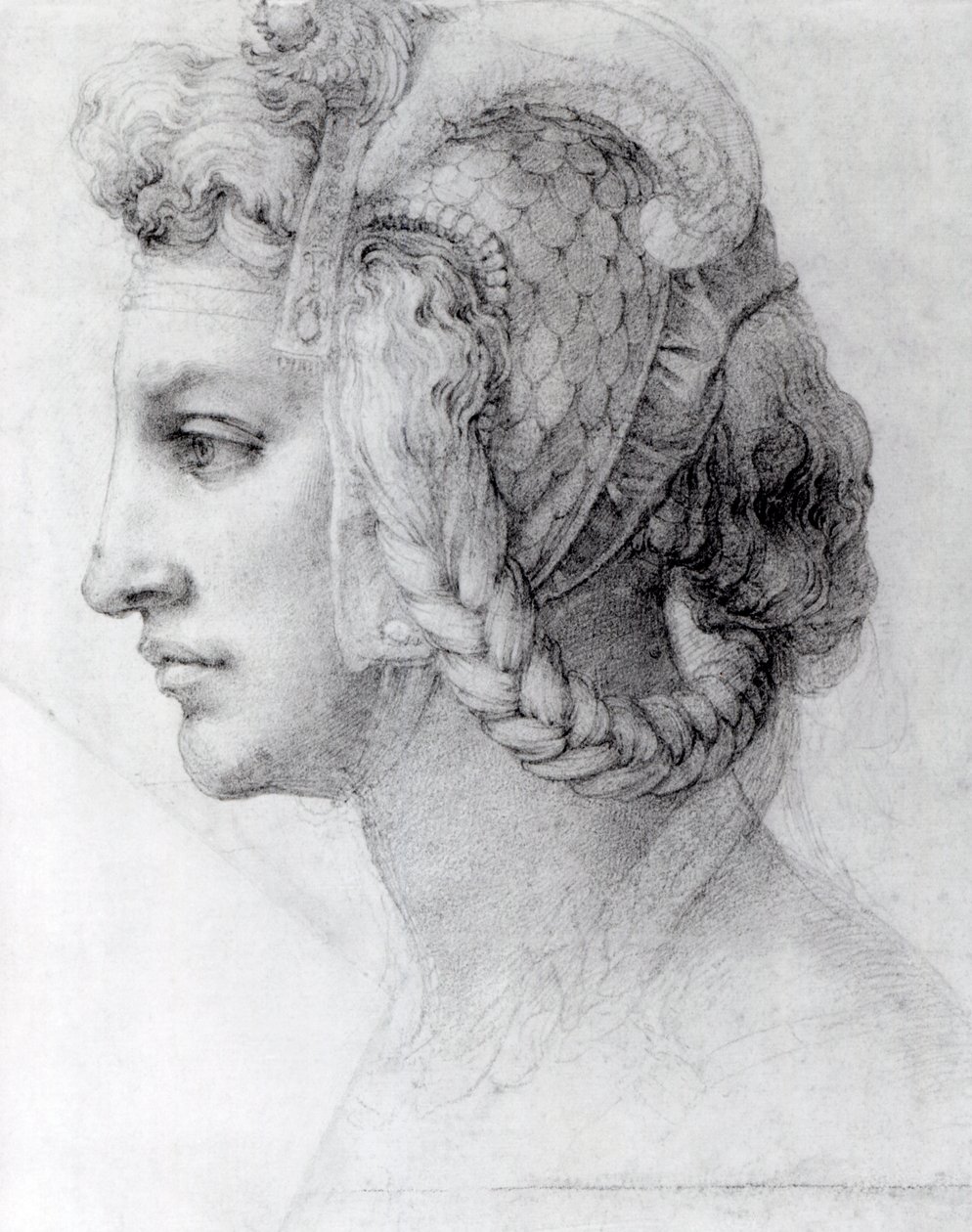 Ideaal hoofd van een vrouw, c.1525-28 door Michelangelo Buonarroti