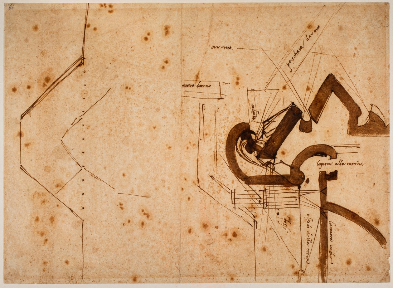 Plan van een bolwerk voor de Poort van Justitie door Michelangelo Buonarroti
