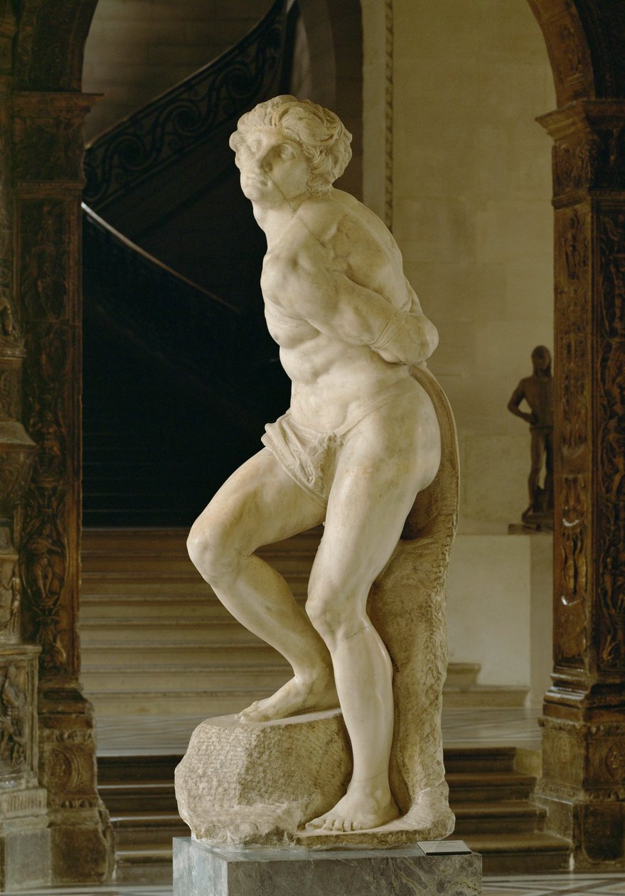 Opstandige slaaf, voor het graf van paus Julius II ... door Michelangelo Buonarroti