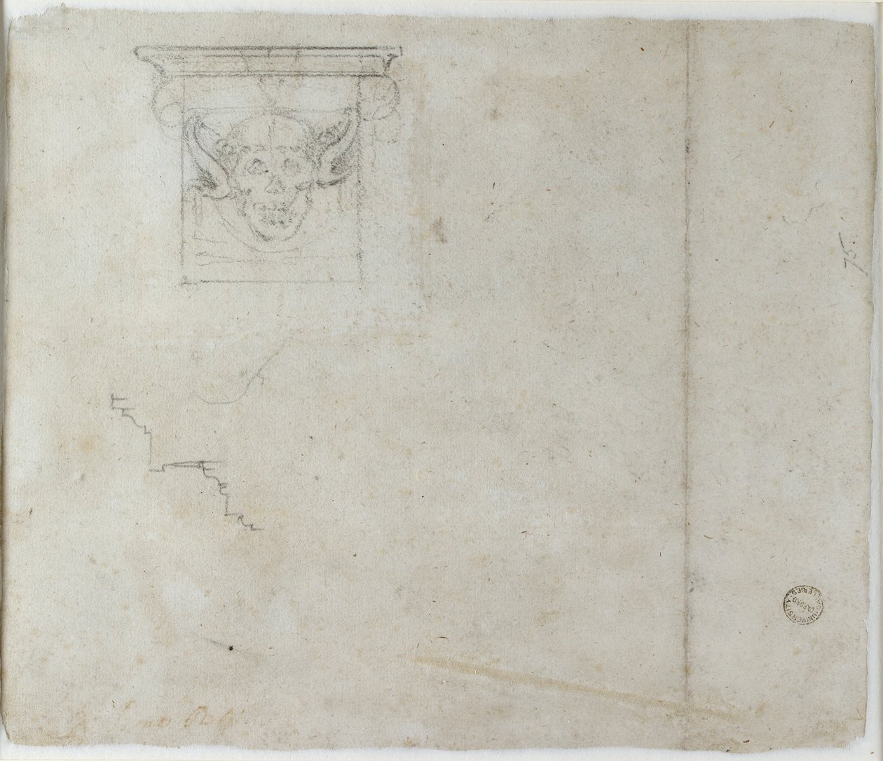 Studies van Architectonische Details en een grotesk Masker, c1490-1560 door Michelangelo Buonarroti