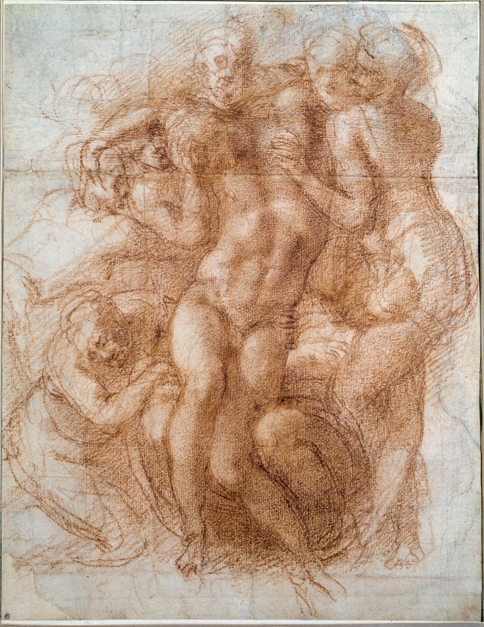 Studie voor de Pieta Deposition van Christus door Michelangelo Buonarroti