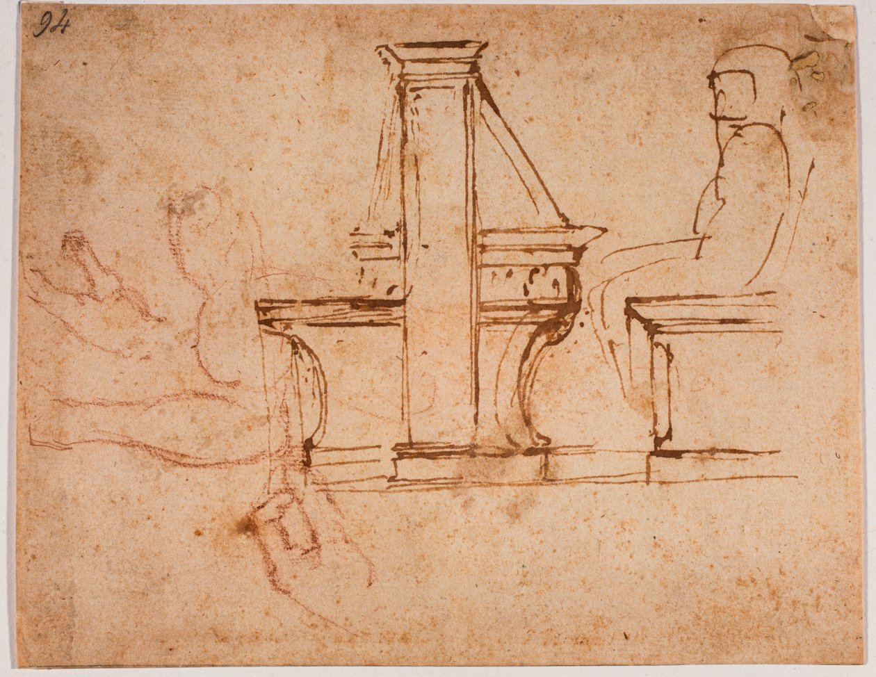 Studie voor het plafond van de leeszaal van de Laurentiaanse Bibliotheek door Michelangelo Buonarroti