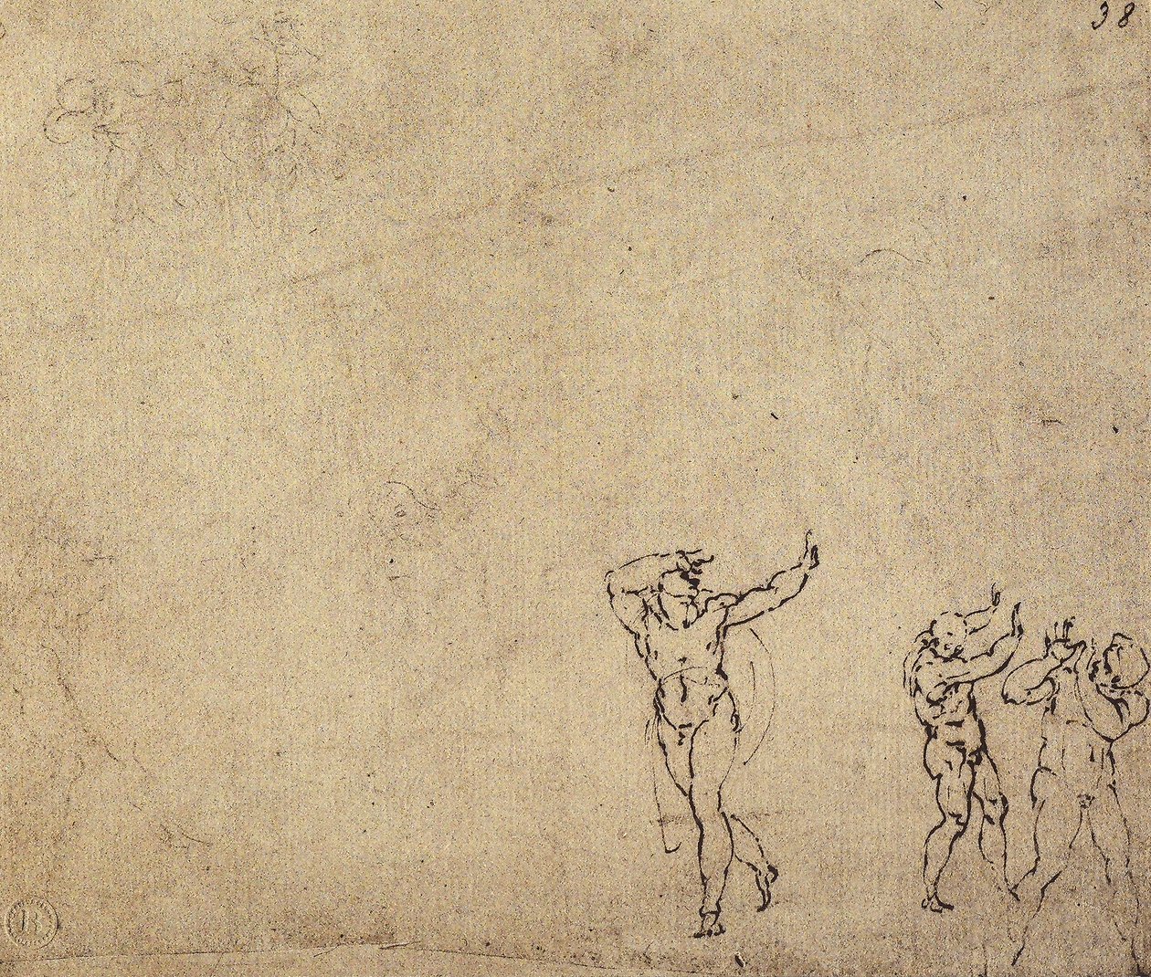 Studie van naaktfiguren: tekening door Michelangelo door Michelangelo Buonarroti