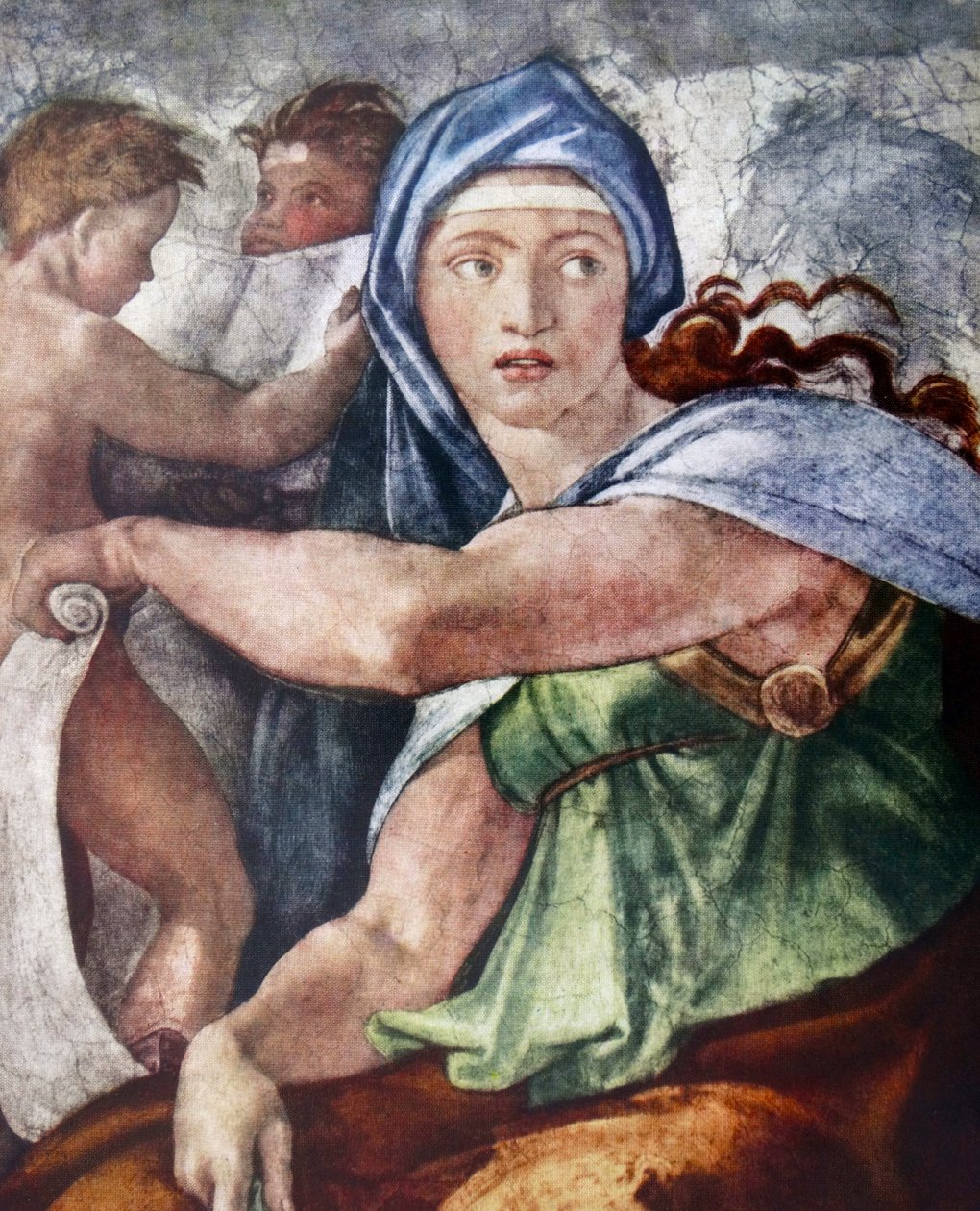 De Delphische Sibylle (detail) door Michelangelo Buonarroti
