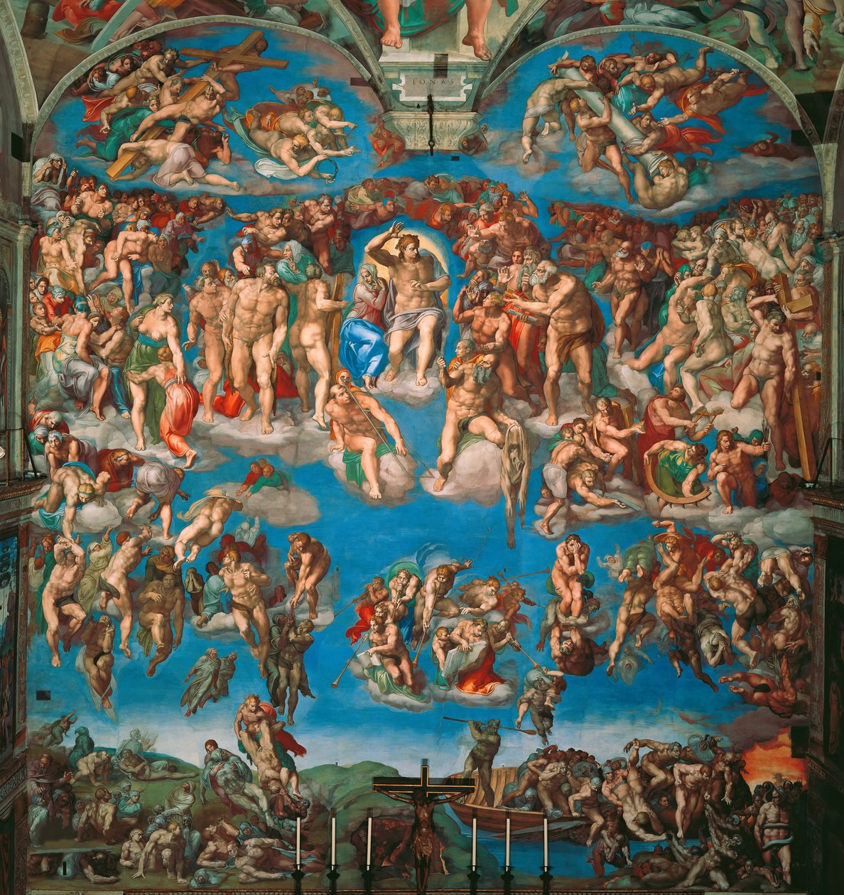 Het Laatste Oordeel Fresco van de Sixtijnse Kapel in het Vaticaan, 1536-1541. door Michelangelo Buonarroti