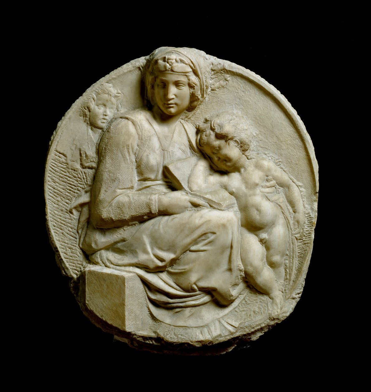 Maagd en Kind met de jonge Johannes de Doper Madonna Pitti of Tondo Pitti. Laag reliëf in marmer door Michelangelo Buonarroti door Michelangelo Buonarroti