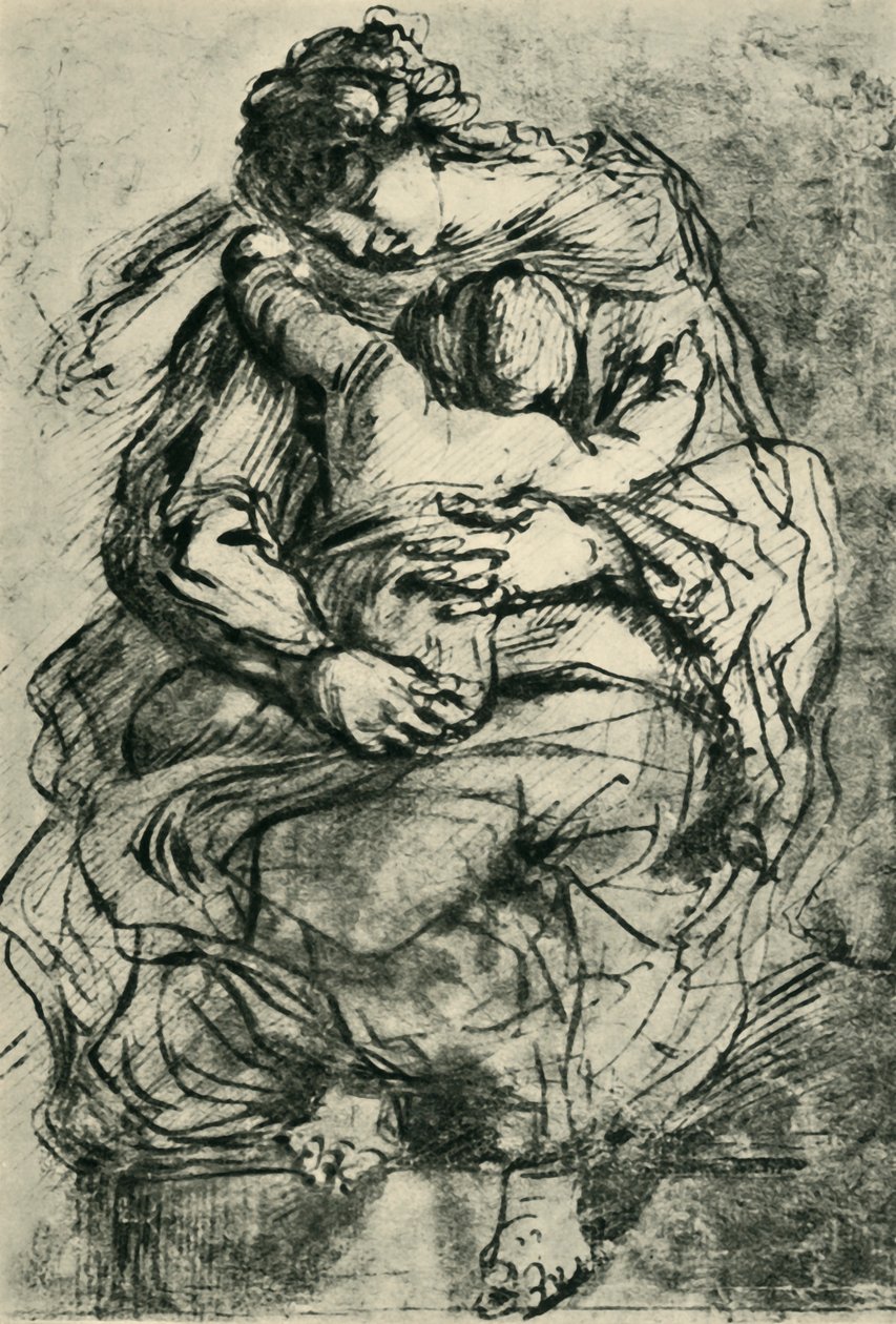 Madonna en kind, laat 16e-begin 17e eeuw, 1943 door Michelangelo Merisi Caravaggio