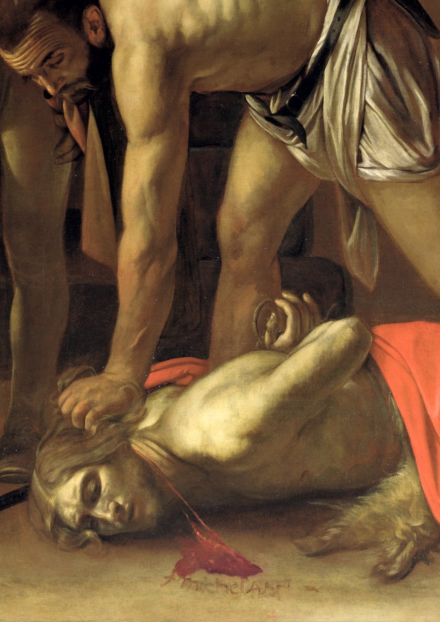 De Onthoofding van St. Johannes de Doper (detail) door Michelangelo Merisi Caravaggio