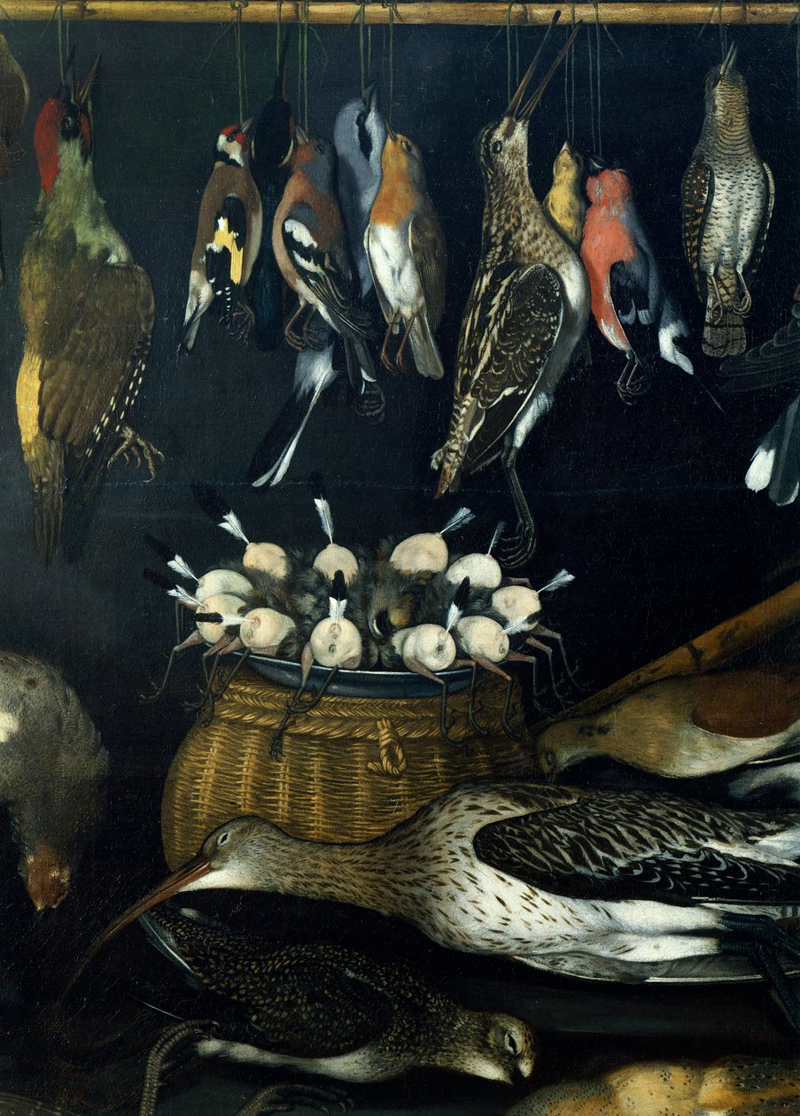 Stilleven met vogels (detail) door Michelangelo Merisi da Caravaggio