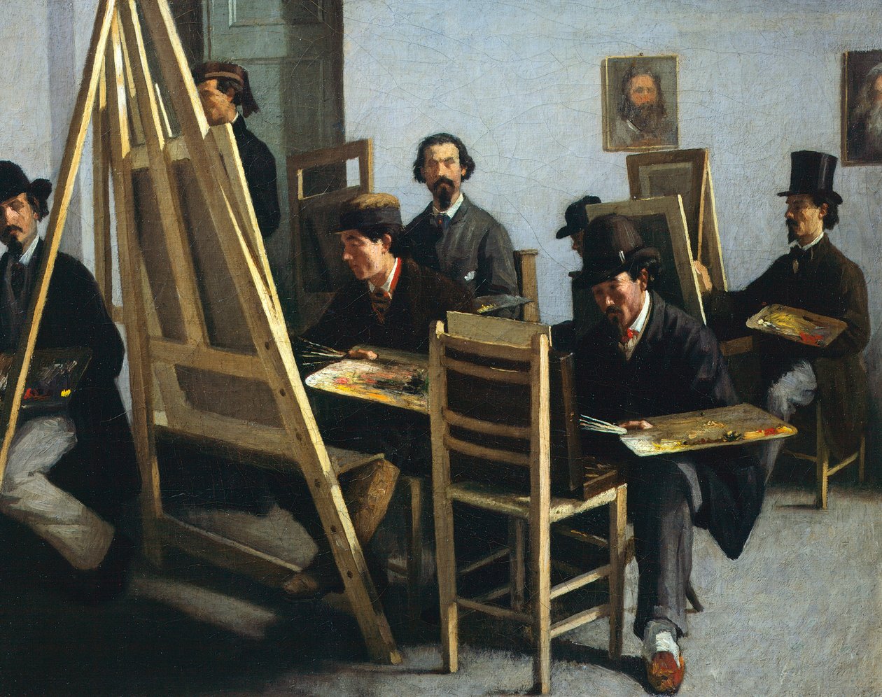 School van Schilderkunst, circa 1865 door Michele Cammarano