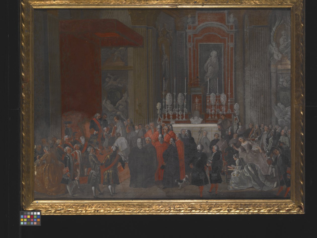Een religieuze ceremonie bij de troonsbestijging van Ferdinand IV van Napels door Michele Foschini