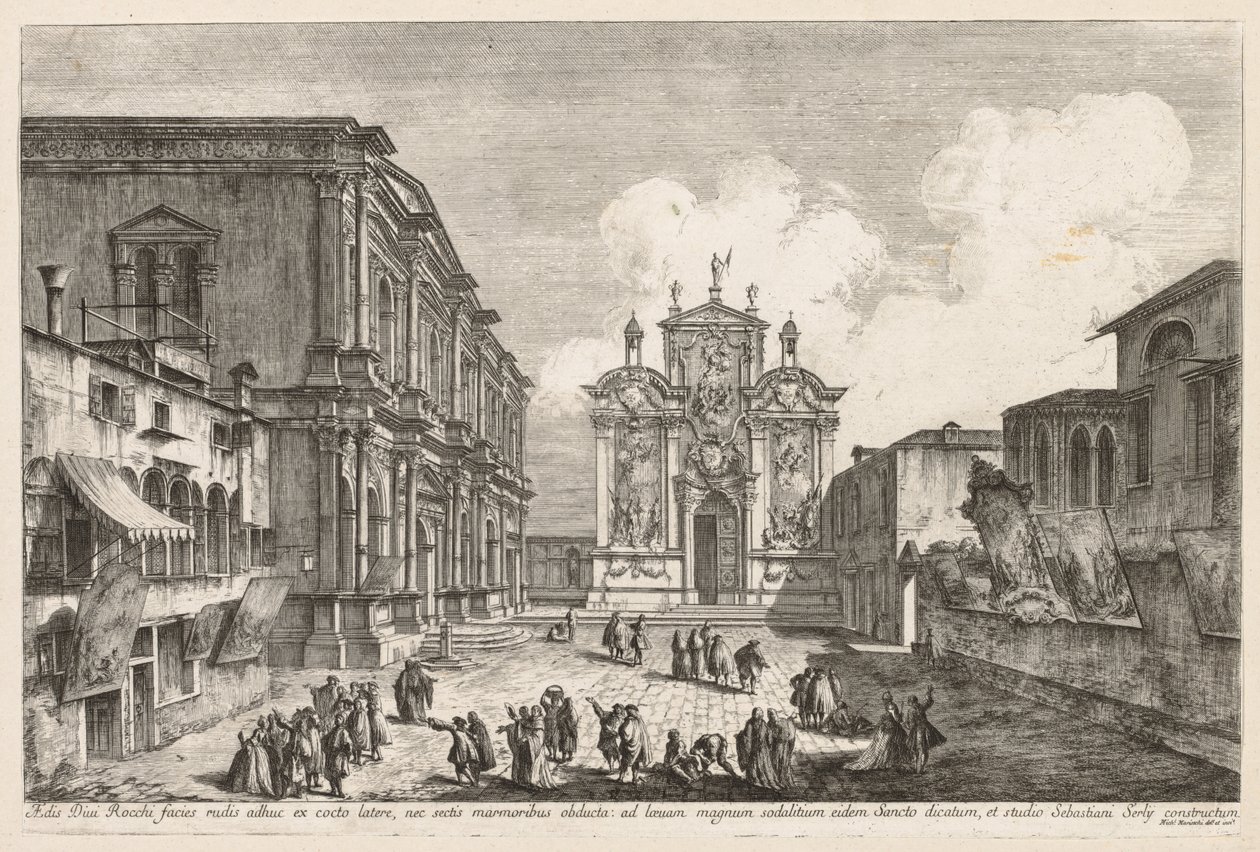 Gezichten van Venetië: Campo S. Rocco door Michele Marieschi