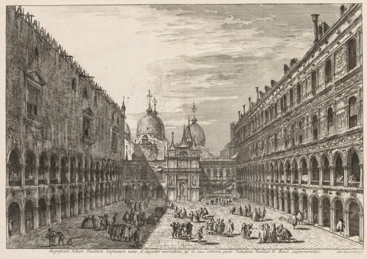 Gezichten van Venetië: De binnenplaats van het Dogepaleis, 1741 door Michele Marieschi